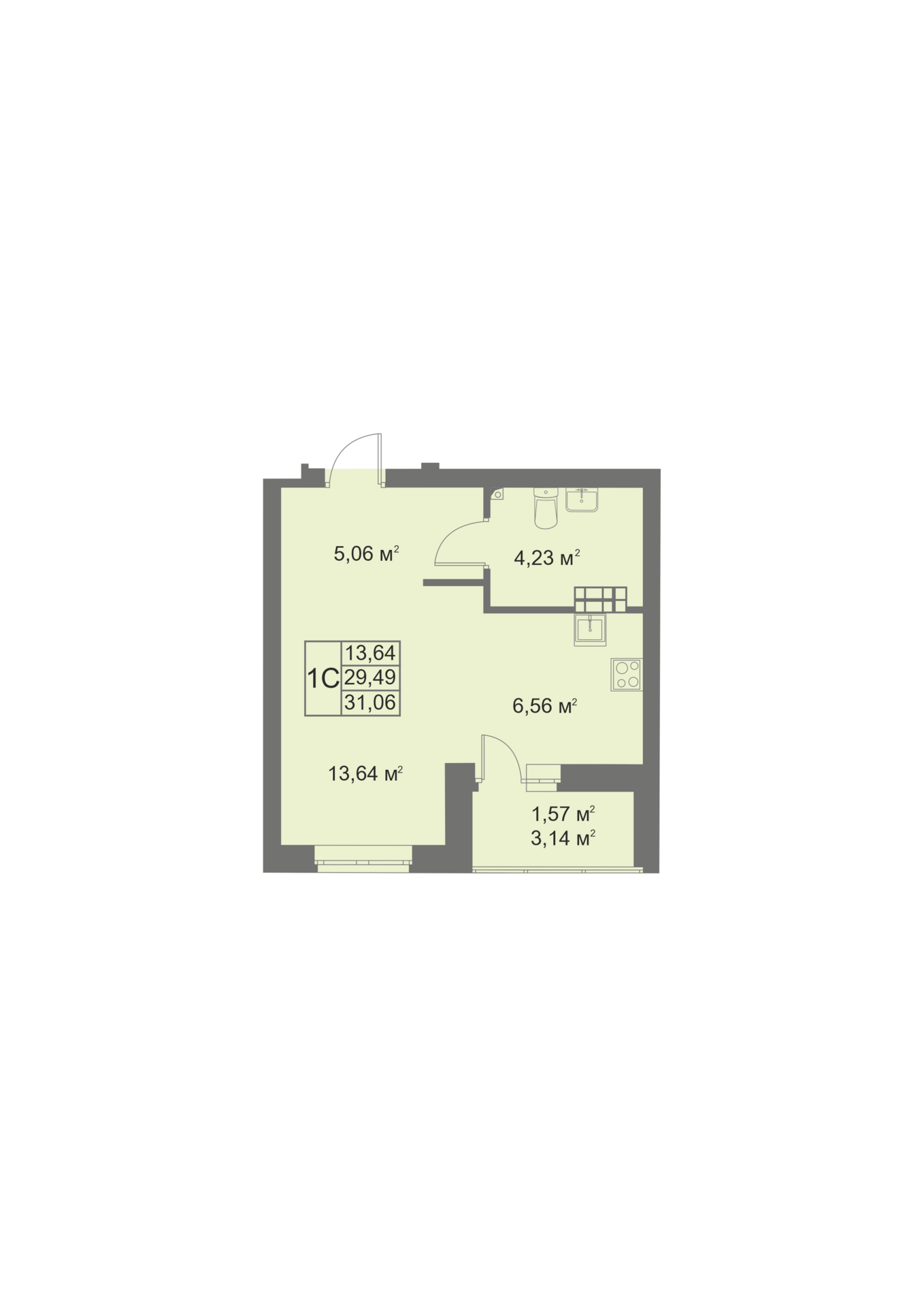 Студия 31 м2 в ЖК Покровский парк корпус null этаж 16