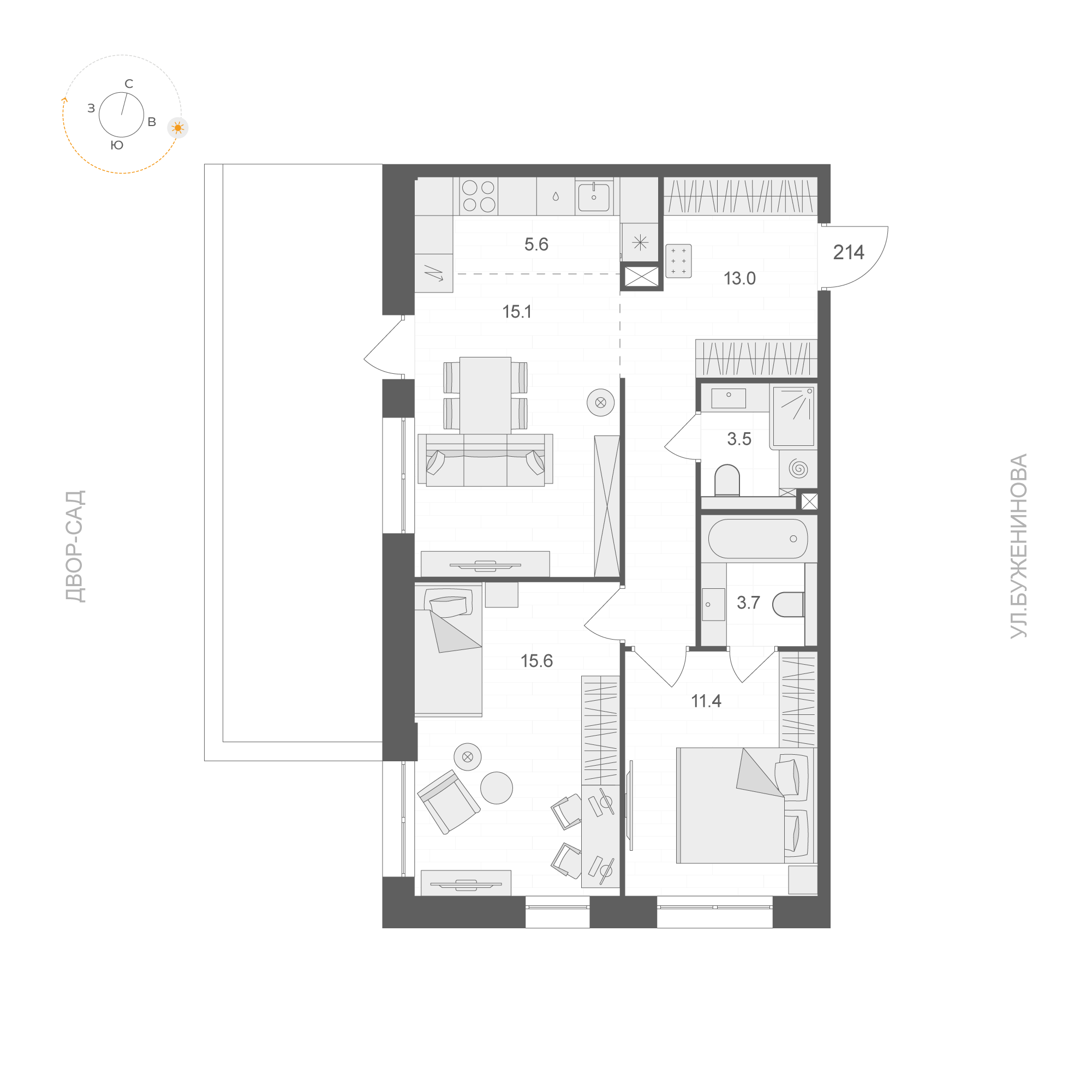 Студия 67 м2 в ЖК Artel / Электрозаводская, 60 / Candles корпус null этаж 2