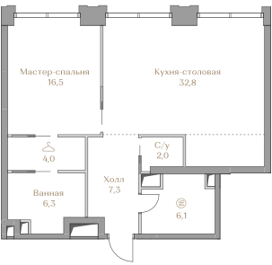 1-комнатная 75 м2 в ЖК Коллекция Лужники корпус null этаж 3