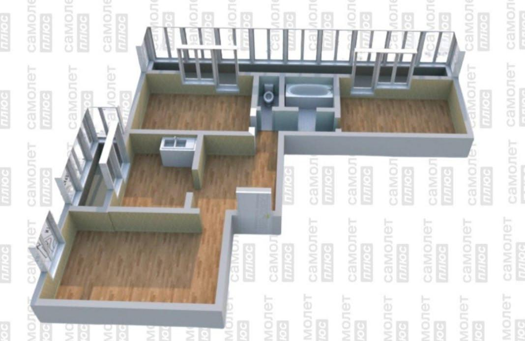 3-комнатная 63.7 м2 в ЖК undefined корпус null этаж 5