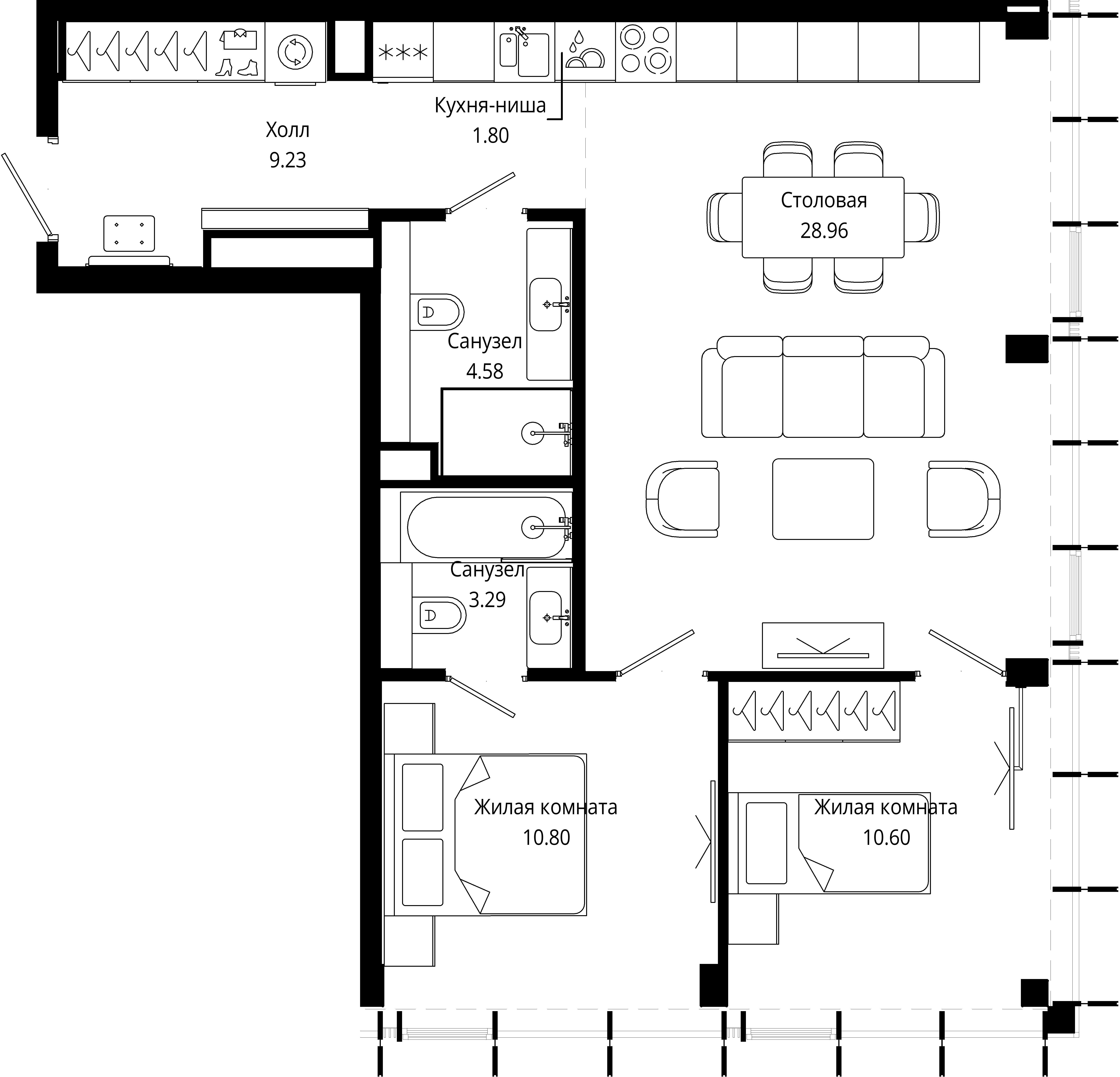 2-комнатная 68 м2 в ЖК MOD корпус null этаж 52