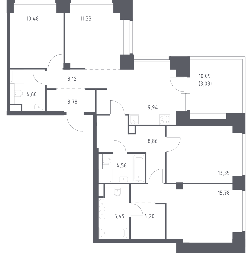 Студия 103 м2 в ЖК NOVA корпус null этаж 37