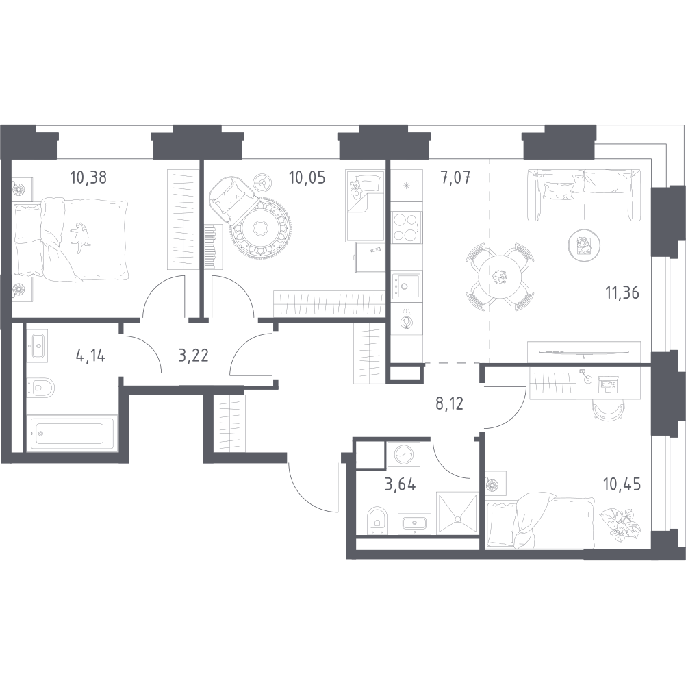 Студия 68 м2 в ЖК Верейская 41 корпус null этаж 6
