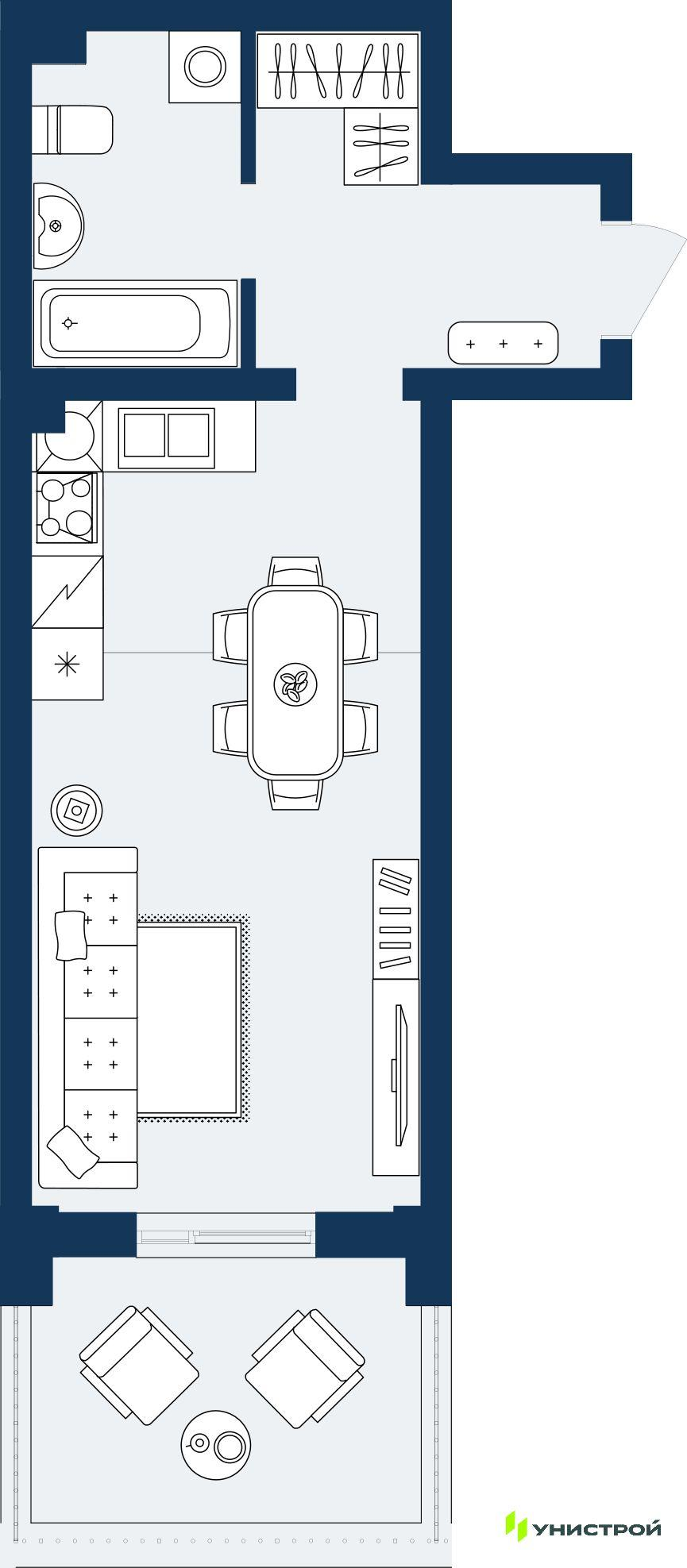 Студия 35 м2 в ЖК ГРАНД БЕРЕГ корпус null этаж 2