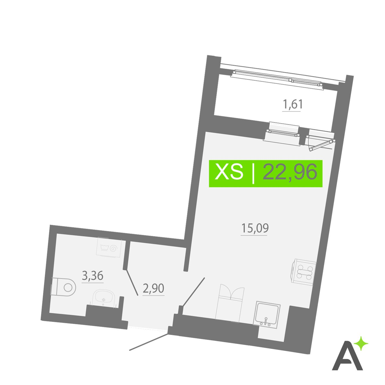 Студия 22 м2 в ЖК Аквилон Рива корпус null этаж 7