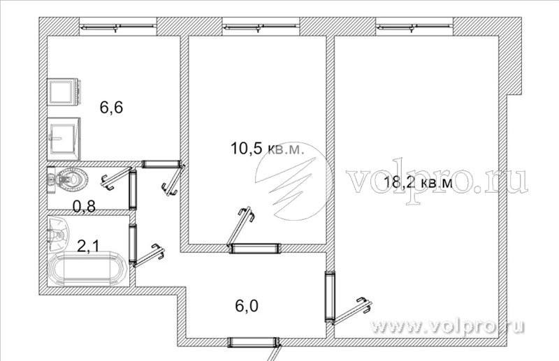 2-комнатная 44 м2 в ЖК undefined корпус null этаж 7