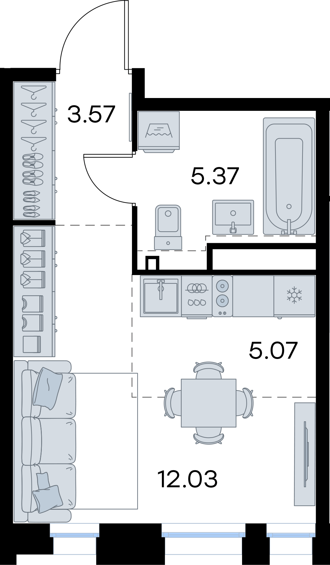 Студия 26 м2 в ЖК GloraX Левобережный корпус null этаж 14