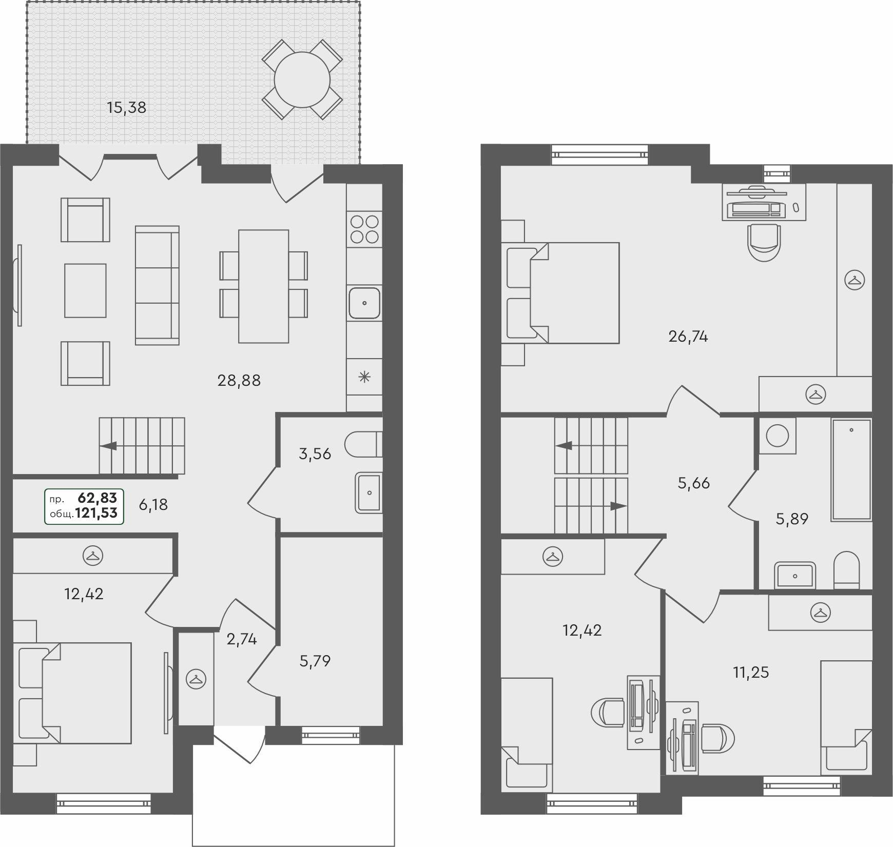 4-комнатная 121 м2 в ЖК Ожогино корпус null этаж 1