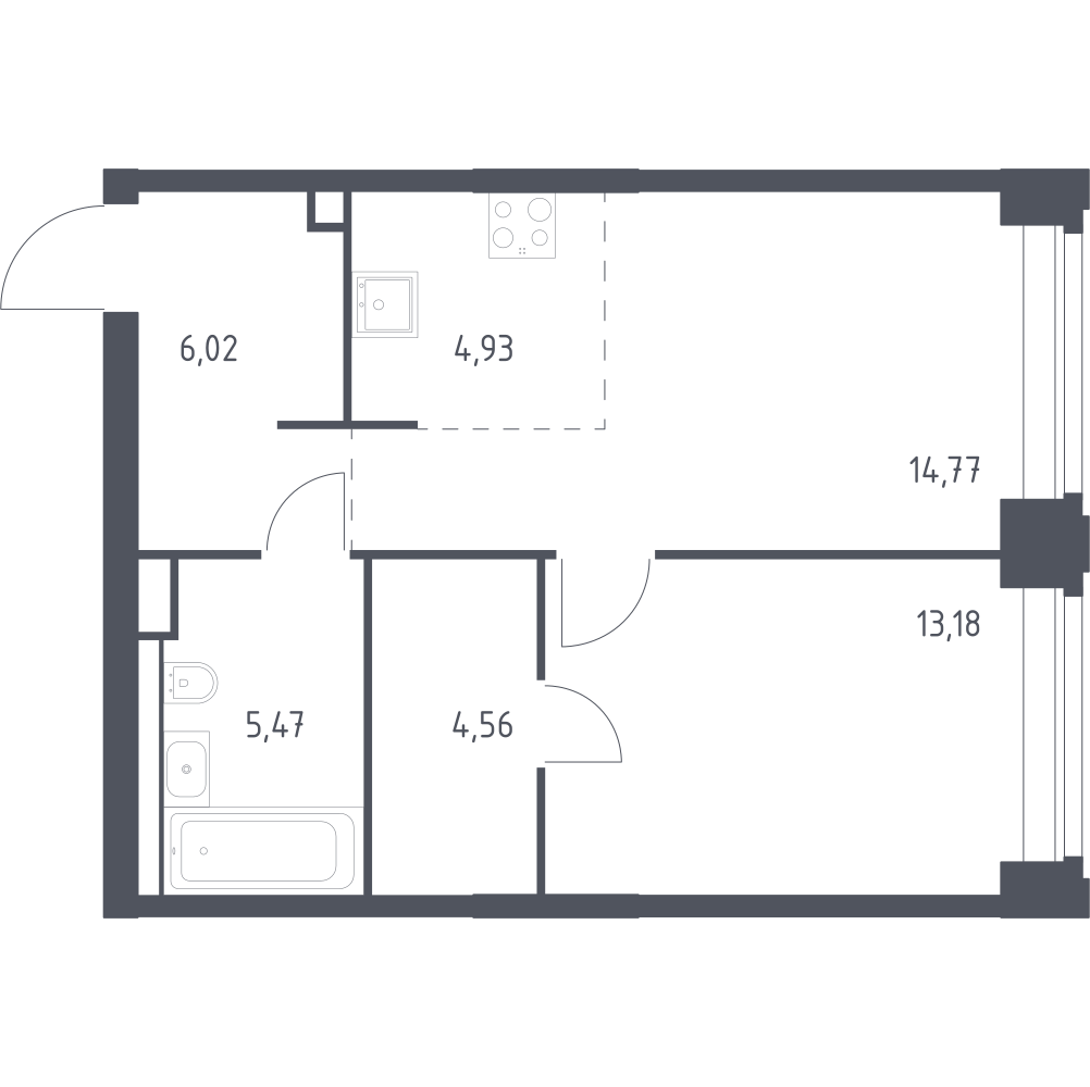 Студия 48 м2 в ЖК NOVA корпус null этаж 18