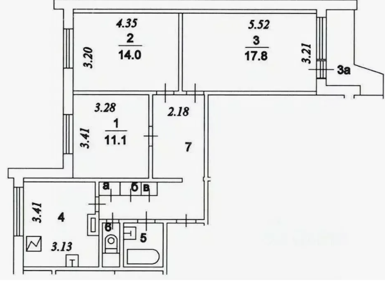 3-комнатная 72.4 м2 в ЖК undefined корпус null этаж 16