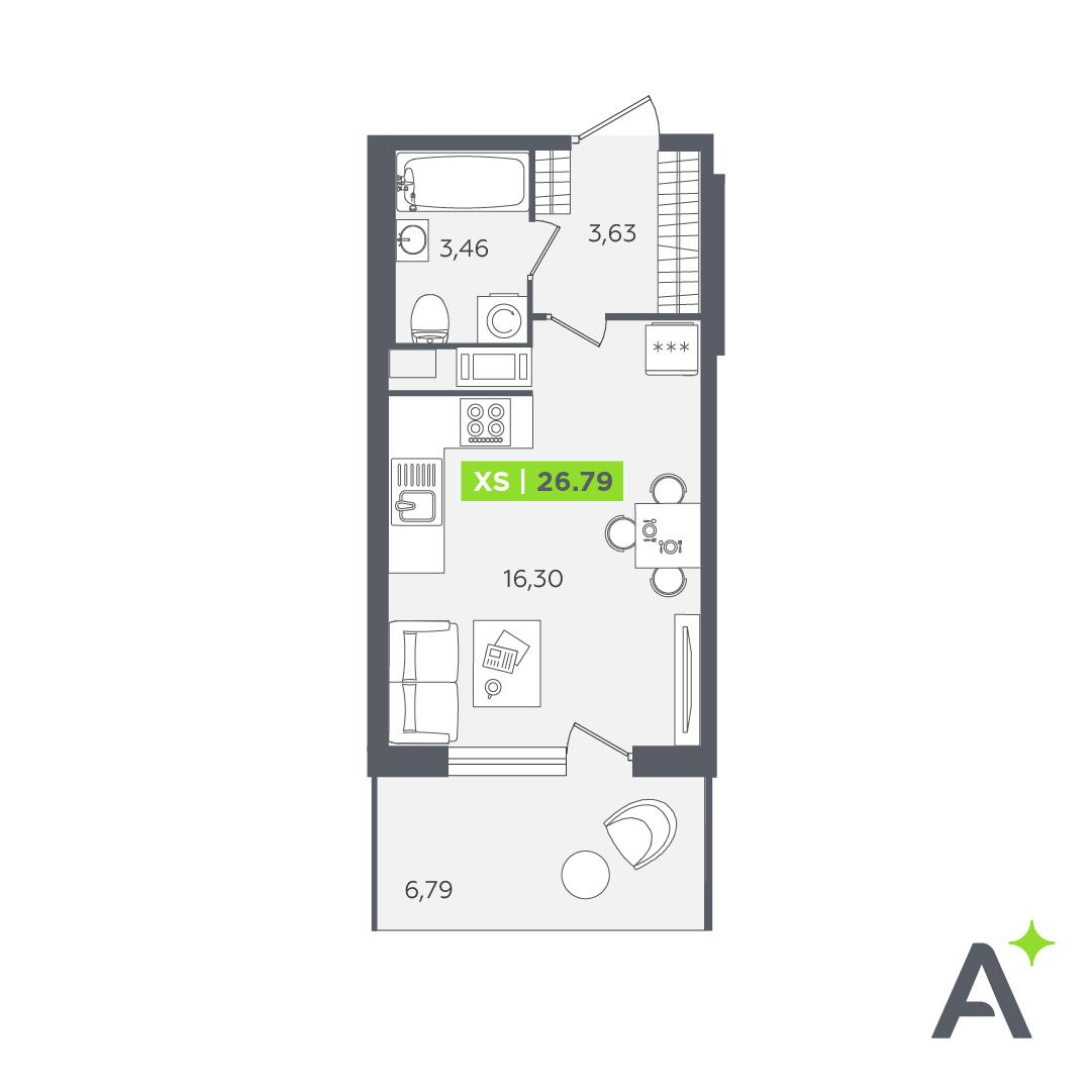 Студия 25 м2 в ЖК Аквилон STORIES корпус null этаж 9