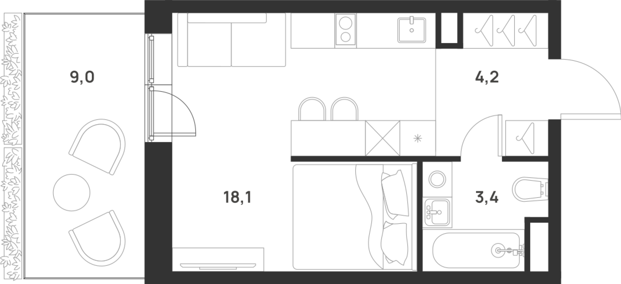 Студия 28 м2 в ЖК Foreville корпус null этаж 1