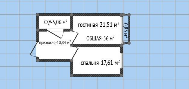 2-комнатная 56 м2 в ЖК undefined корпус null этаж 9
