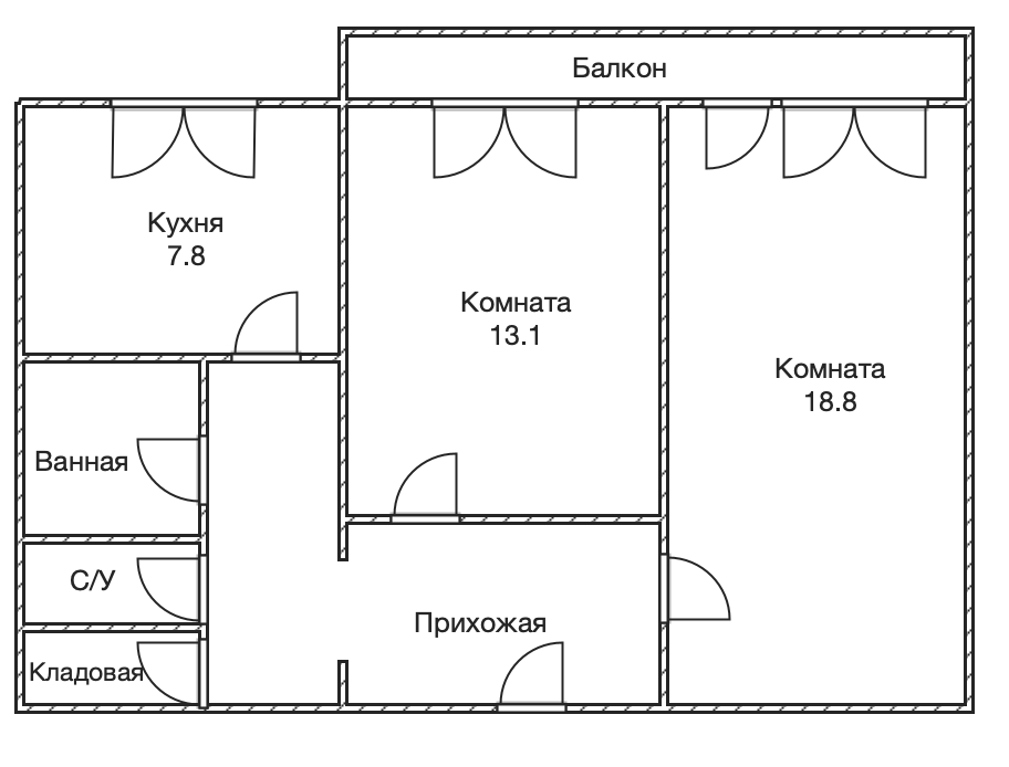 2-комнатная 48.5 м2 в ЖК undefined корпус null этаж 2