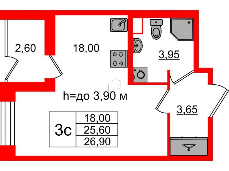 Студия 25 м2 в ЖК Бионика Заповедная корпус null этаж 1