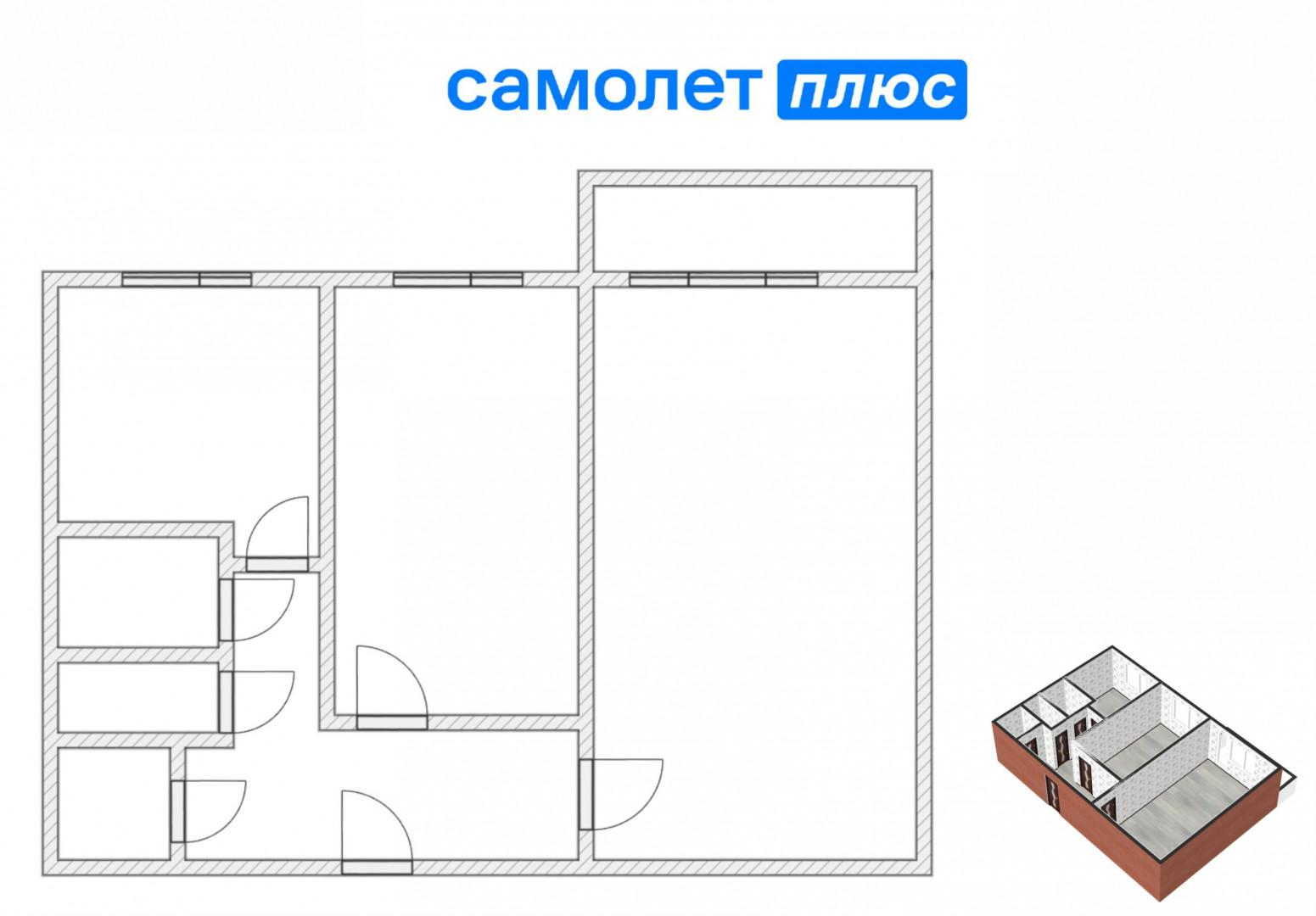 2-комнатная 43.9 м2 в ЖК undefined корпус null этаж 4