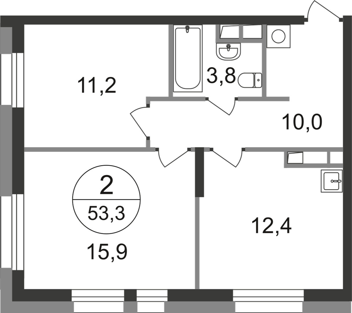 2-комнатная 53 м2 в ЖК Первый Московский корпус null этаж 5