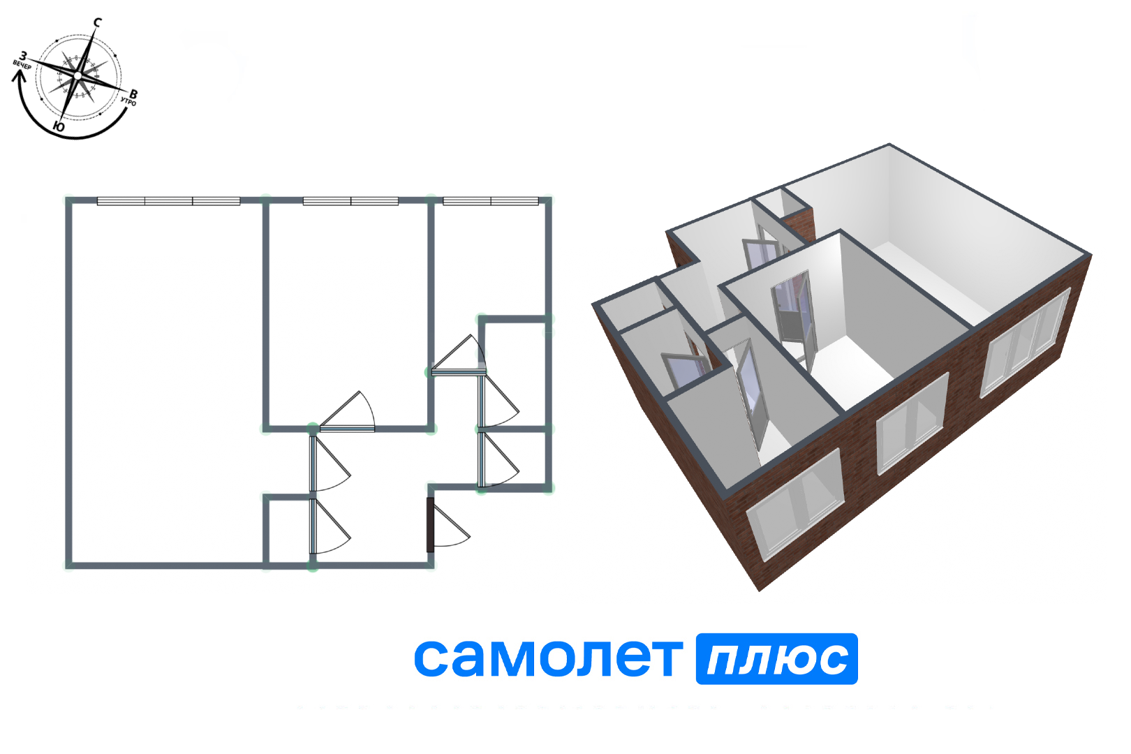 2-комнатная 40.8 м2 в ЖК undefined корпус null этаж 1