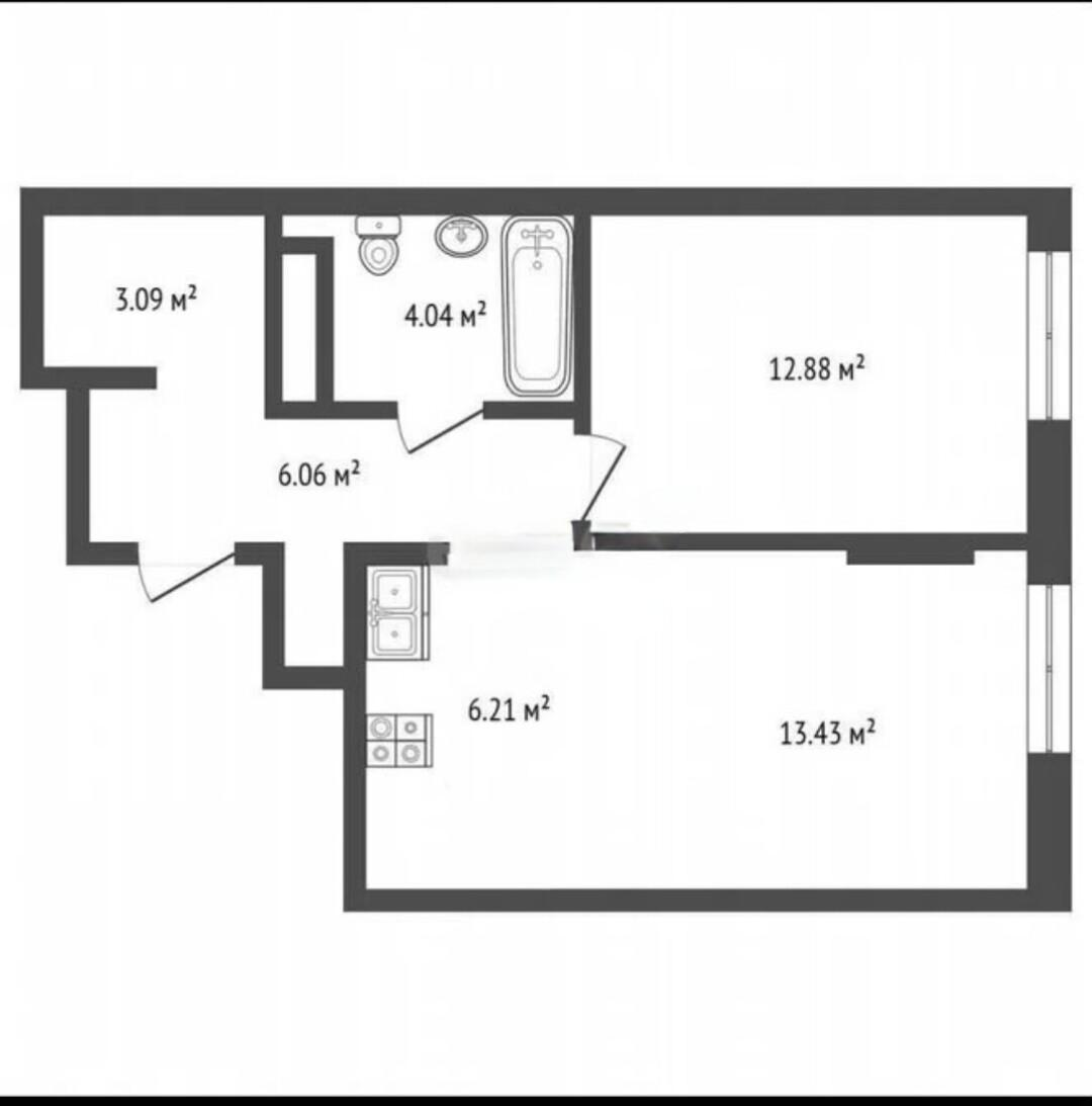 2-комнатная 45.7 м2 в ЖК undefined корпус null этаж 11