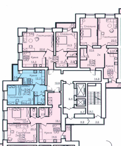 1-комнатная 41.1 м2 в ЖК undefined корпус null этаж 5