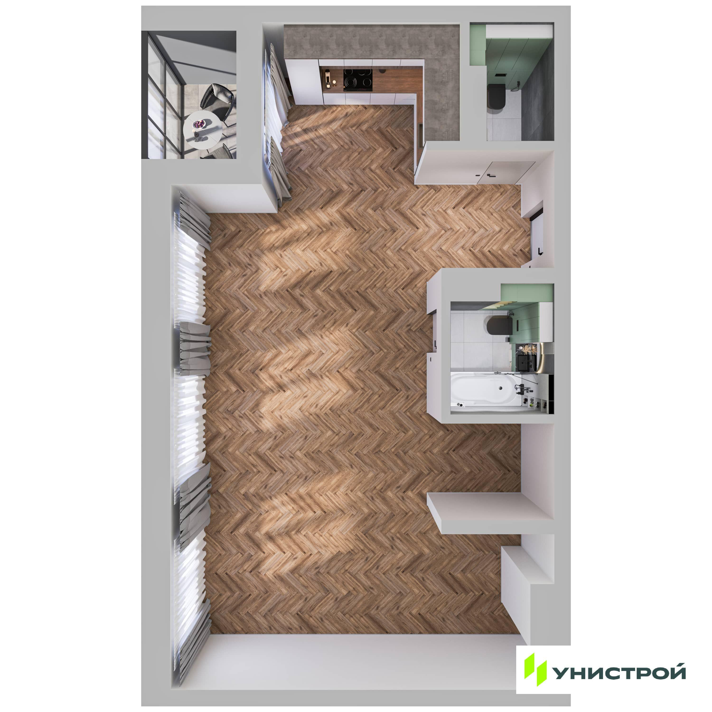 Студия 72 м2 в ЖК Уникум на Ленинском корпус null этаж 13