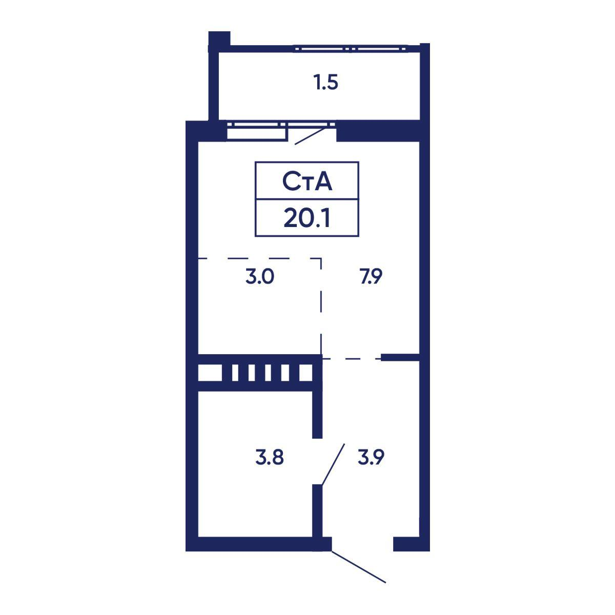 Студия 20 м2 в ЖК Gorizont корпус null этаж 14