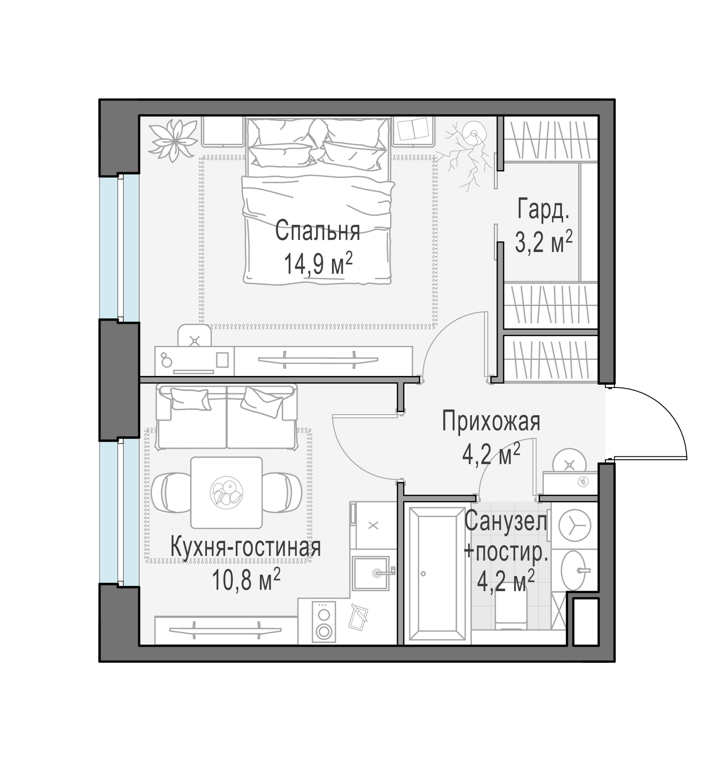 1-комнатная 37 м2 в ЖК Жилые кварталы «Белый Град» корпус null этаж 11