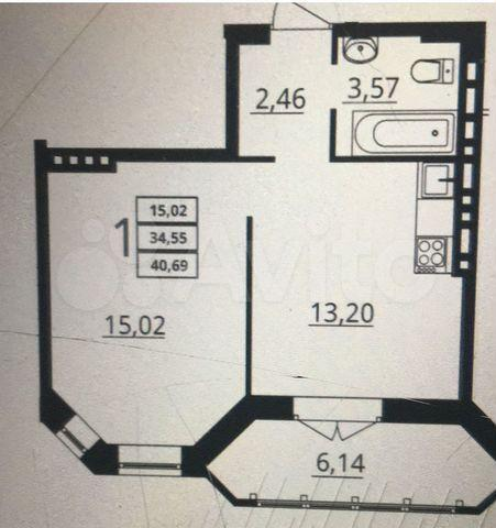 1-комнатная 40 м2 в ЖК undefined корпус null этаж 6