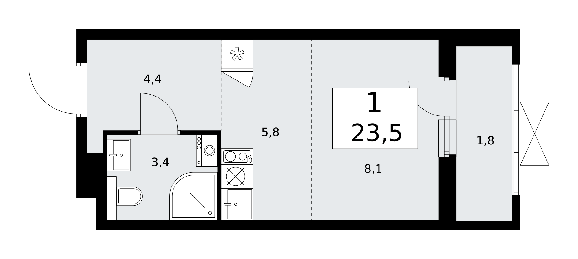 Студия 23 м2 в ЖК Бунинские кварталы корпус null этаж 12