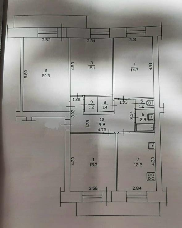 4-комнатная 95 м2 в ЖК undefined корпус null этаж 1