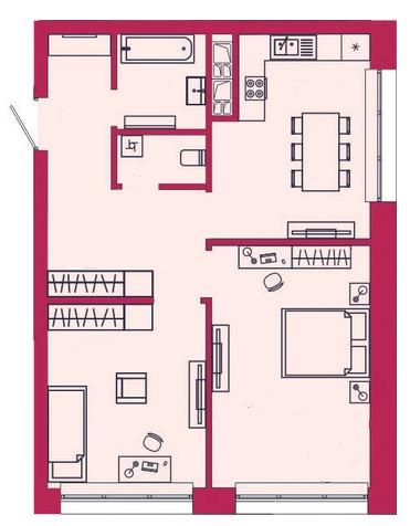 2-комнатная 51 м2 в ЖК undefined корпус null этаж 11