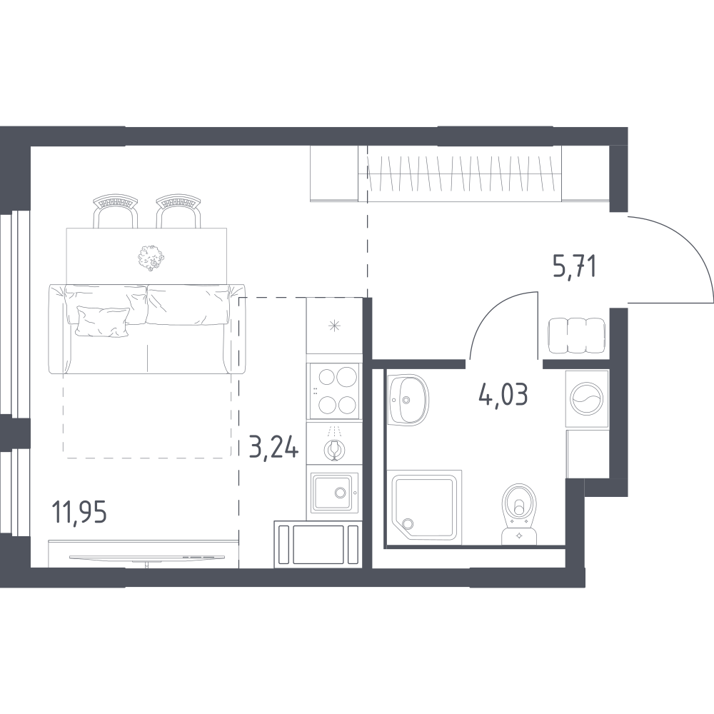 Студия 24 м2 в ЖК Новое Колпино корпус null этаж 10