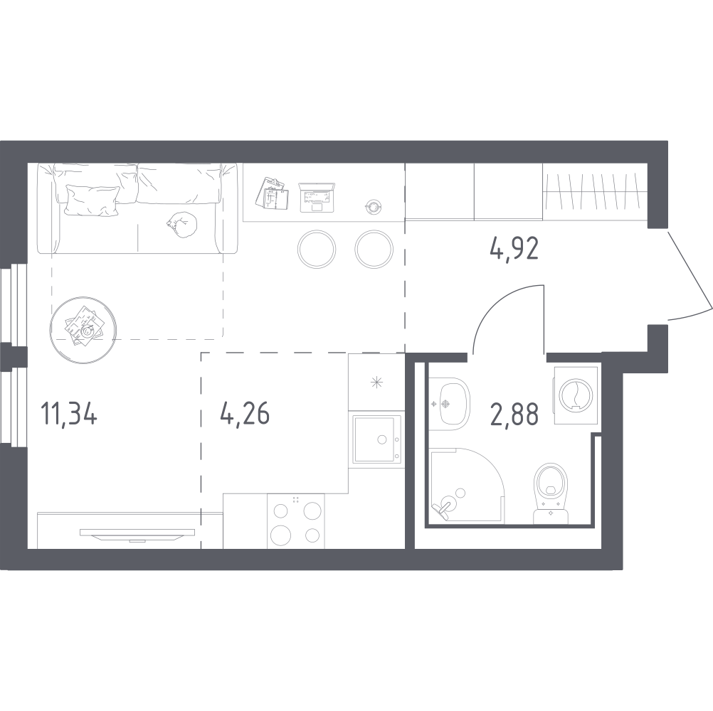 Студия 24 м2 в ЖК Остафьево корпус null этаж 14