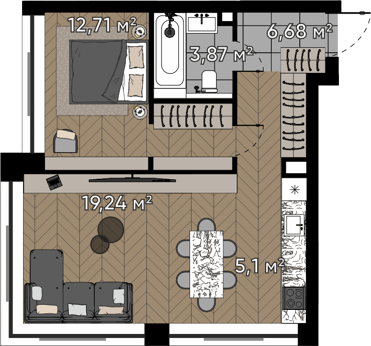 Студия 47 м2 в ЖК Квартал Серебряный бор корпус null этаж 9