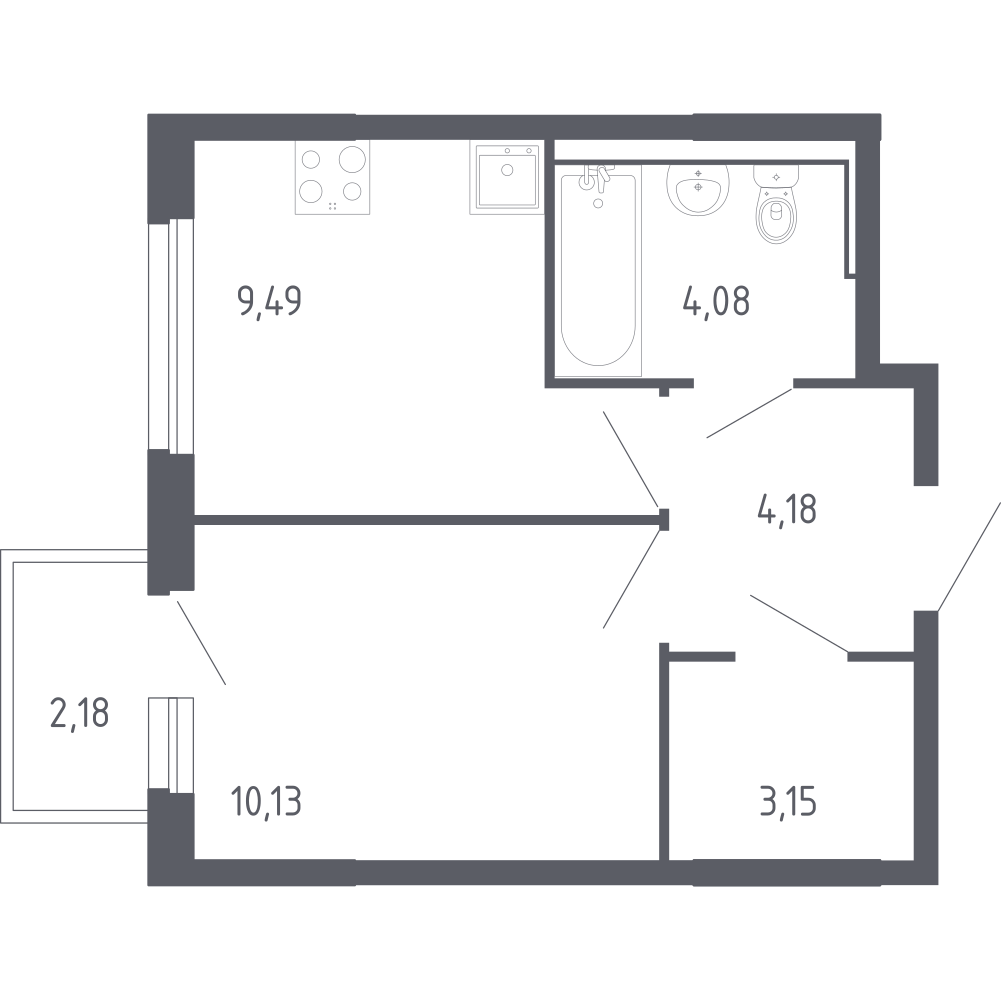 1-комнатная 32 м2 в ЖК Чаркова 72 корпус null этаж 9