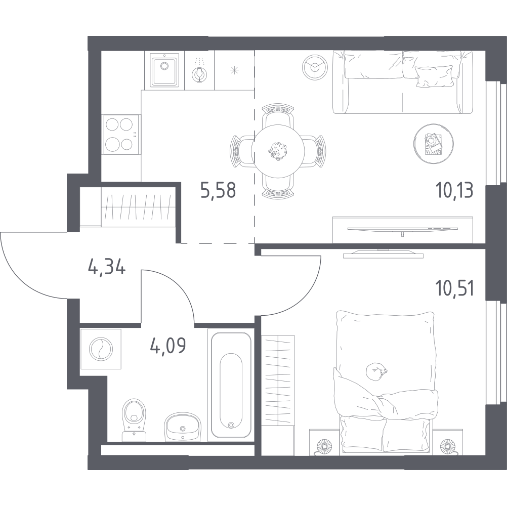 Студия 34 м2 в ЖК Горки Парк корпус null этаж 7