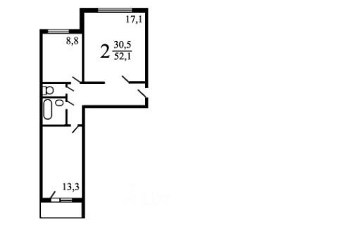 2-комнатная 52 м2 в ЖК undefined корпус null этаж 14
