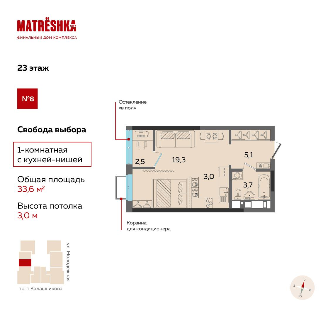 Студия 33 м2 в ЖК MatrЁshka city корпус null этаж 23