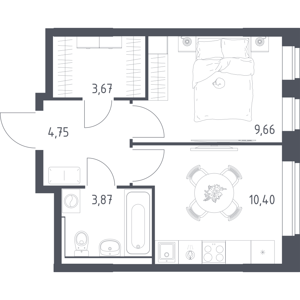 1-комнатная 32 м2 в ЖК Подольские кварталы корпус null этаж 5