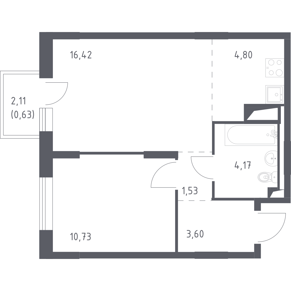 Студия 41 м2 в ЖК Квартал Лаголово корпус null этаж 5