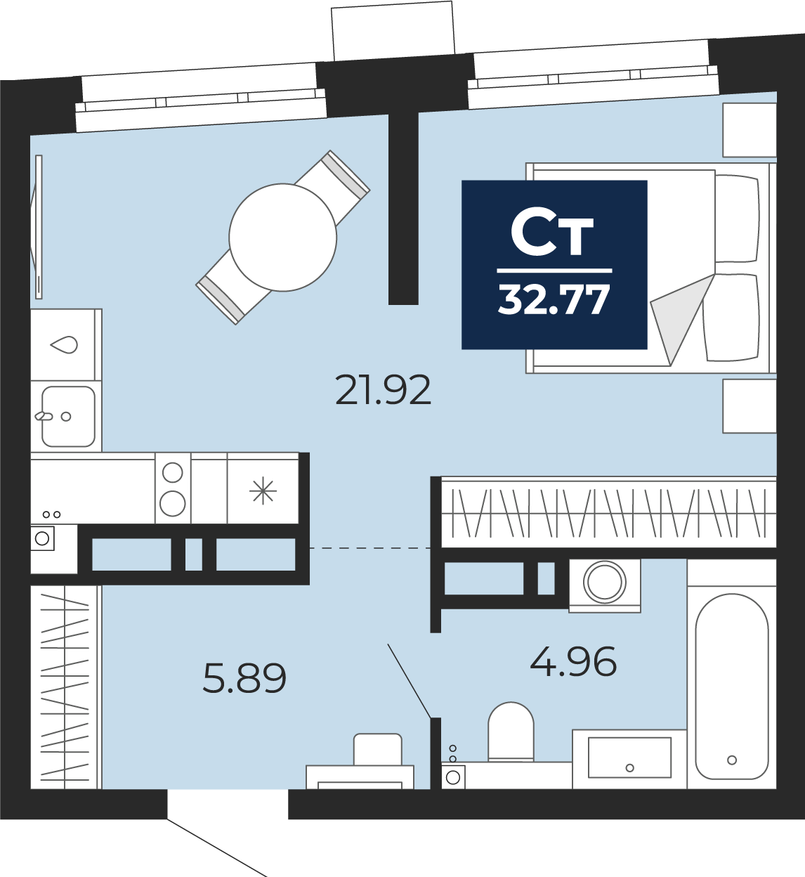 Студия 32 м2 в ЖК Прео корпус null этаж 15
