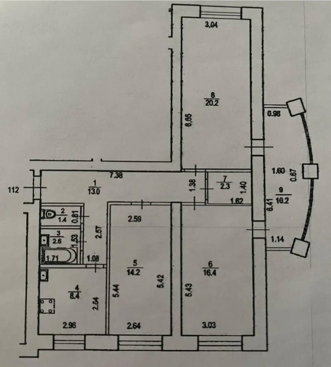3-комнатная 78.5 м2 в ЖК undefined корпус null этаж 9