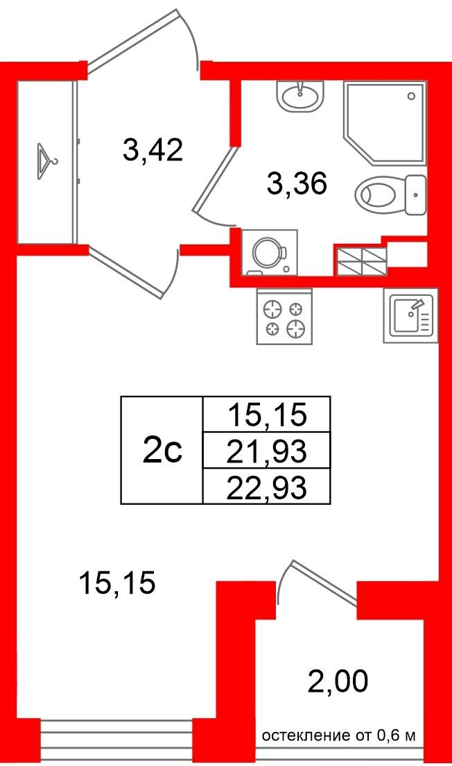 Студия 21 м2 в ЖК Универ Сити корпус null этаж 4