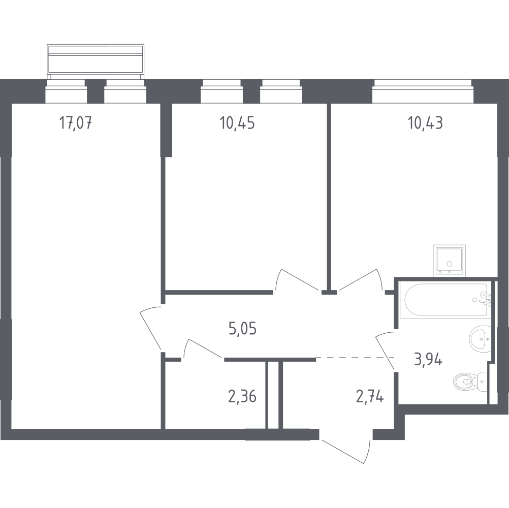 2-комнатная 52 м2 в ЖК Рублёвский Квартал корпус null этаж 3