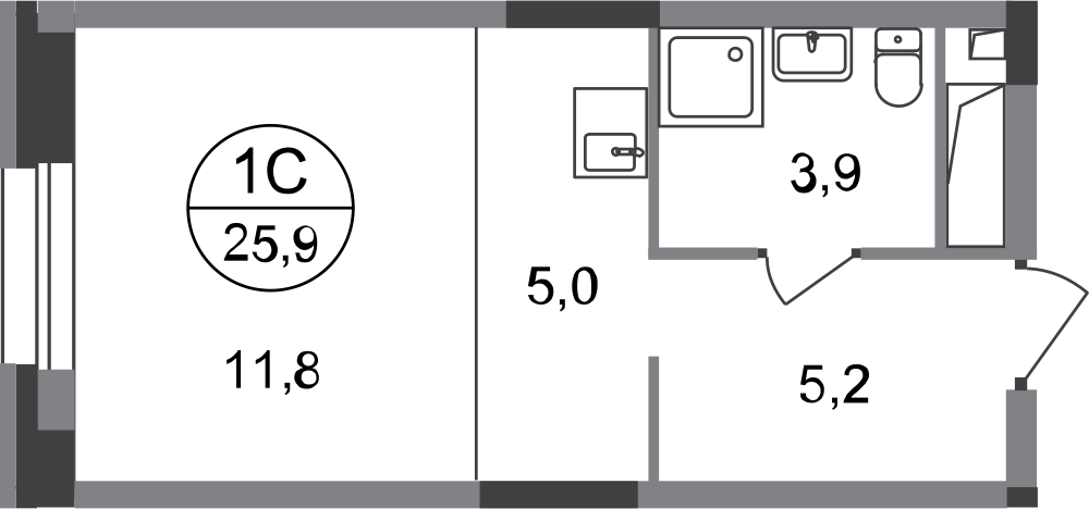 Студия 25 м2 в ЖК Первый Московский корпус null этаж 13