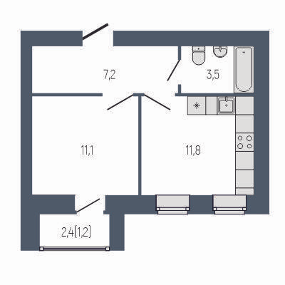 1-комнатная 36 м2 в ЖК Философия Идеалистов на Первомайском корпус null этаж 5