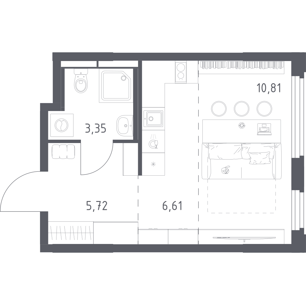 Студия 26 м2 в ЖК Космический Квартал корпус null этаж 12