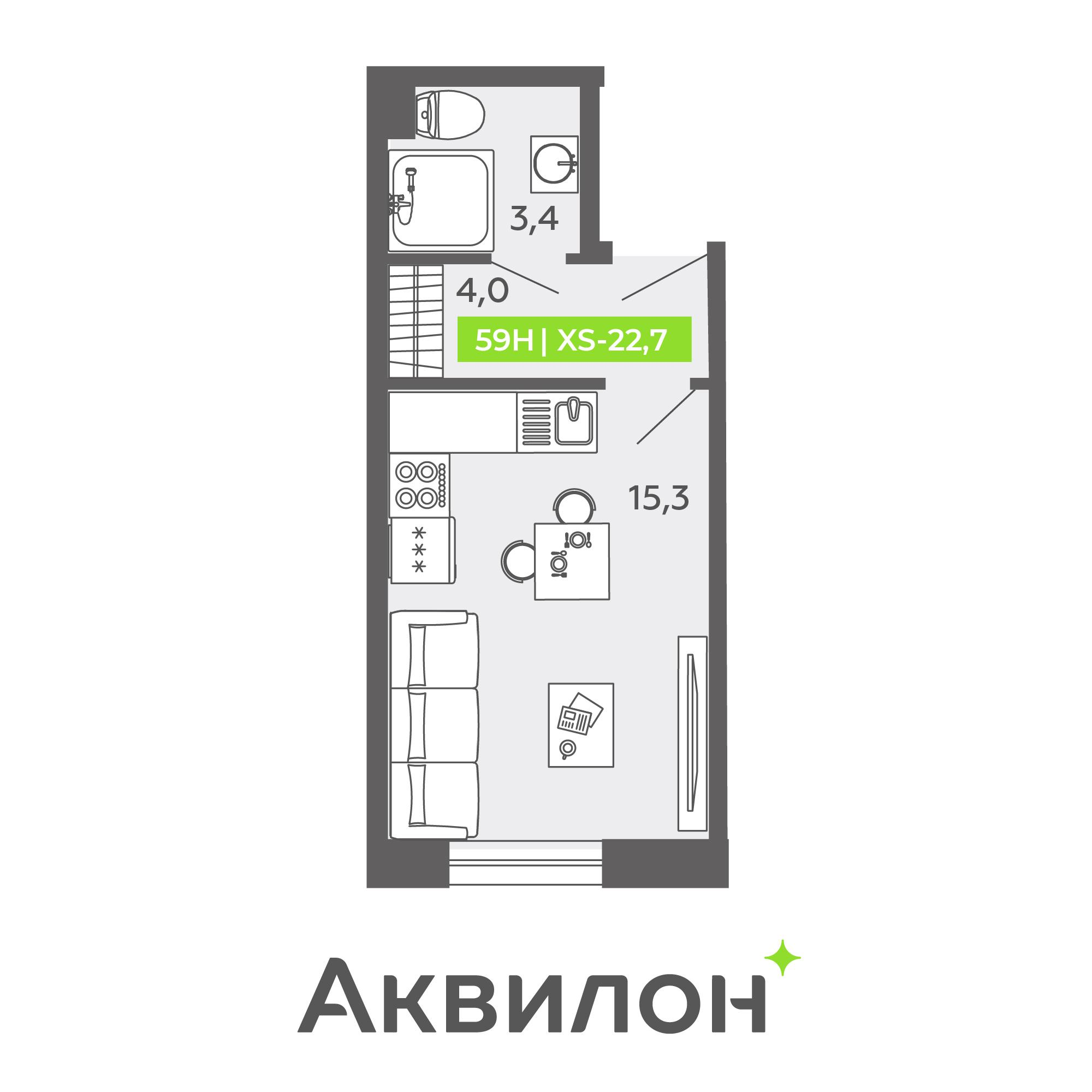 Студия 22 м2 в ЖК PROMENADE корпус null этаж 2