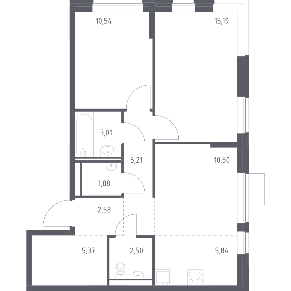 Студия 62 м2 в ЖК Молжаниново корпус null этаж 5