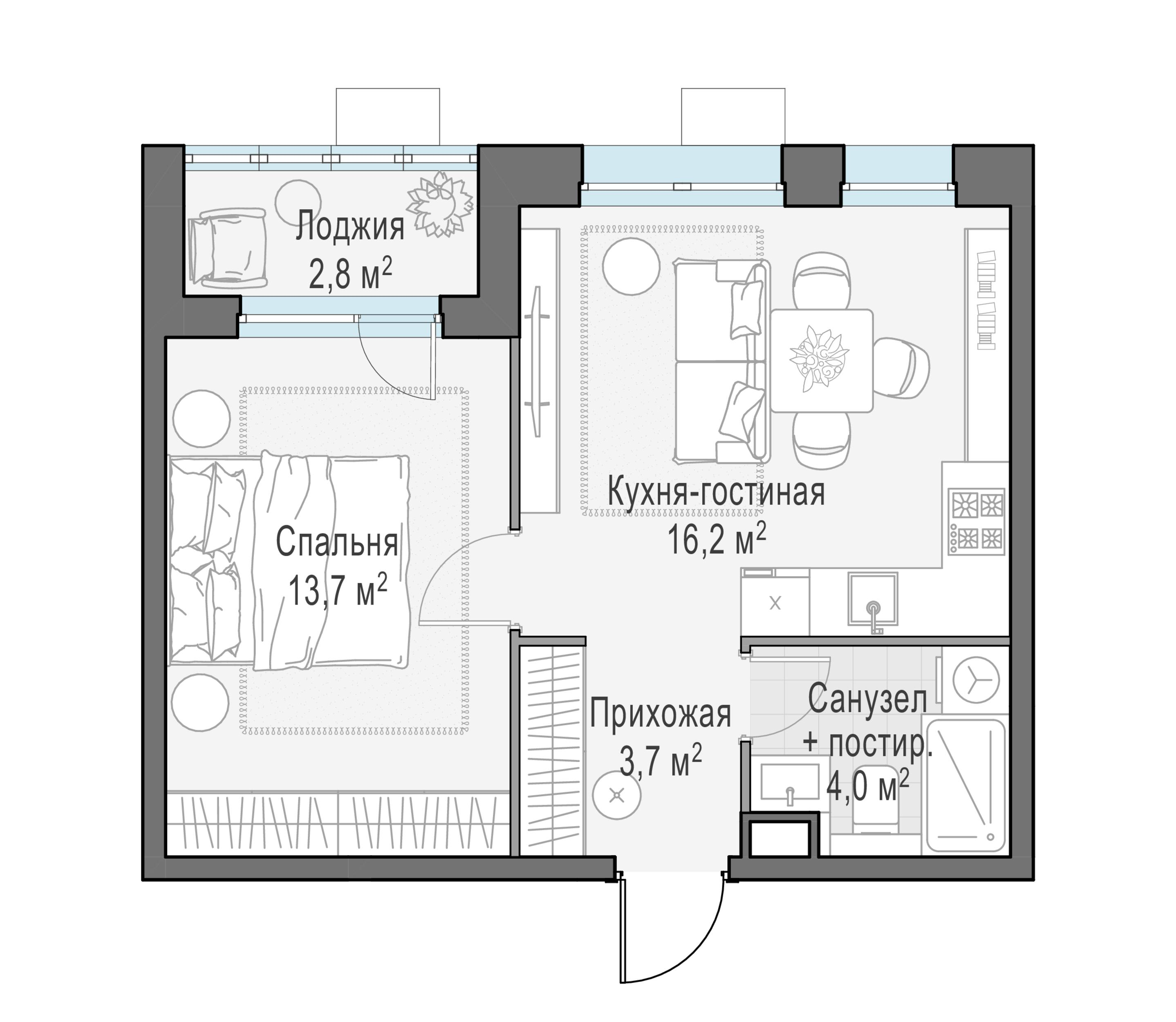 2-комнатная 37 м2 в ЖК Жилые кварталы «Новое Пушкино» корпус null этаж 6